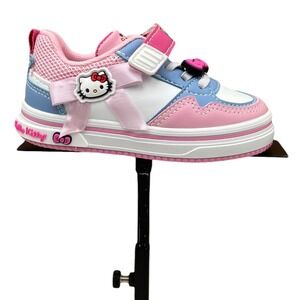 Hello Kitty Toddler Girls Slip-on Court Sneakers Size 8 Pink White Bow Accent